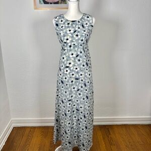 Y2k Floral Blue Grey Maxi Dress